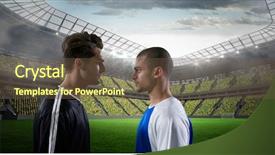  Presentation with five a side soccer - Presentation featuring digital composite of side view background and a tawny brown colored foreground