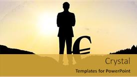  Presentation with digital euro - Audience pleasing presentation theme consisting of digital-composite-of-silhouette-businessman backdrop and a yellow colored foreground