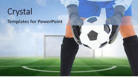  Presentation with goal ball - Slide deck consisting of digital composite of soccer goalkeeper background and a light blue colored foreground