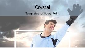  Presentation with save water concept saving - Audience pleasing PPT theme consisting of digital composite of soccer goalkeeper backdrop and a light blue colored foreground