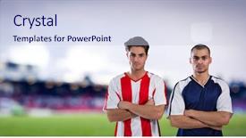  Presentation with rugby players - Amazing slide set having digital composite of soccer players backdrop and a sky blue colored foreground