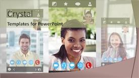  Presentation with chat - Amazing presentation theme having digital composite of social video chat app interface backdrop and a mint green colored foreground