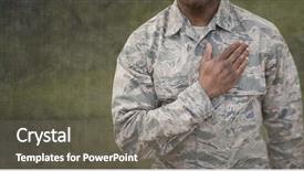  Presentation with composite - Beautiful presentation theme featuring digital composite of soldier man backdrop and a gray colored foreground