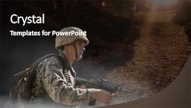  Presentation with weapon - Colorful slide set enhanced with digital composite of soldier man backdrop and a  colored foreground