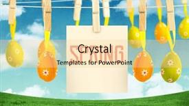  Presentation with easter - Amazing presentation theme having digital composite of spring text with easter eggs with note on pegs in front of pattern backdrop and a blonde colored foreground