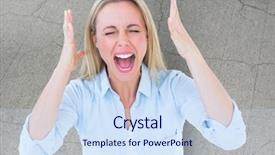  Presentation with cracking - Colorful PPT theme enhanced with digital composite of stressed woman in front of cracking stone backdrop and a sky blue colored foreground