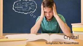  Presentation with education graphics - Beautiful presentation theme featuring digital composite of students backdrop and a coral colored foreground