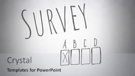  Presentation with survey - PPT theme enhanced with digital composite of survey box ticked graphics with grey background background and a light gray colored foreground