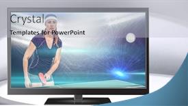  Presentation with table tennis - Theme featuring digital composite of table tennis player on television background and a light gray colored foreground