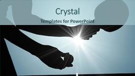  Presentation with table tennis - Slide set having digital composite of table tennis silhouette with flare against neutral blue background background and a light blue colored foreground