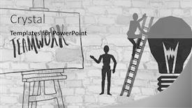  Presentation with graphics - Colorful slides enhanced with stick figure 3d - digital composite of teamwork graphics backdrop and a light gray colored foreground