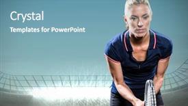  Presentation with tennis - Presentation featuring tennis player against blue background and a teal colored foreground