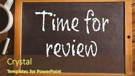  Presentation with review - Cool new PPT theme with digital composite of time for review on blackboard backdrop and a tawny brown colored foreground