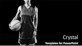  Presentation with basketball female - PPT layouts with digital composite of tough female basketball player background and a black colored foreground