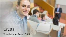  Presentation with digital university - Presentation theme with digital composite of university lecture background and a  colored foreground