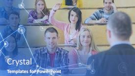  Presentation with digital university - PPT theme with digital composite of university teacher with class background and a teal colored foreground