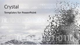  Presentation with coding binary code blue polygonal - Cool new presentation theme with digital composite of white binary backdrop and a  colored foreground