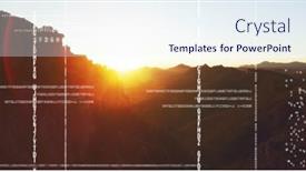  Presentation with code - PPT theme featuring digital composite of white code against mountain and sunset background and a sky blue colored foreground