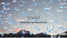  Presentation with blue mountain - Colorful presentation theme enhanced with digital composite of white and blue network against mountain tops and sky backdrop and a light gray colored foreground