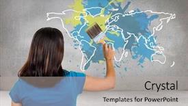  Presentation with composite - Beautiful PPT theme featuring digital composite of woman painting backdrop and a light gray colored foreground