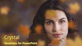 Presentation with composite - Audience pleasing PPT theme consisting of digital composite of woman's face in forest with leaves backdrop and a tawny brown colored foreground