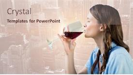  Presentation with wine tasting - Cool new presentation with digital composite of woman tasting wine against blurry skyline backdrop and a lemonade colored foreground