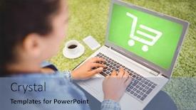  Presentation with shopping trolley - Audience pleasing PPT layouts consisting of digital-composite-of-woman-using backdrop and a seafoam green colored foreground