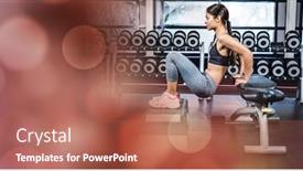  Presentation with doctor helps to get out of bed an elderly woman - Amazing slide set having digital composite of woman working out and red bokeh transition backdrop and a coral colored foreground