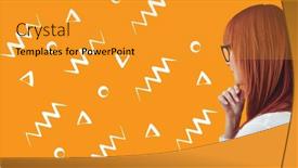  Presentation with patterns - Theme consisting of digital composite of woman in glasses profile against orange background with white patterns background and a gold colored foreground