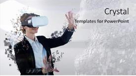  Presentation with virtual reality - Cool new PPT layouts with digital composite of woman backdrop and a light gray colored foreground