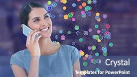  Presentation with city night - Beautiful PPT layouts featuring digital composite of woman on phone against night city with connectors backdrop and a ocean colored foreground