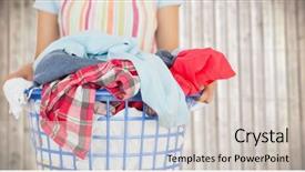  Presentation with wood panel - Slide deck with digital composite of woman in apron with laundry against blurry wood panel background and a lemonade colored foreground