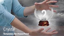  Presentation with trophy - Slide set consisting of silver laurel wreath - digital composite of woman background and a violet colored foreground