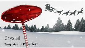  Presentation with santa sleigh - Beautiful theme featuring digital composite of wooden signpost in christmas winter landscape and santa's sleigh and reindeer's backdrop and a light gray colored foreground