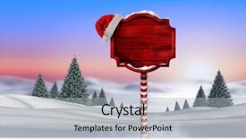  Presentation with christmas blank wooden signboard - Amazing PPT theme having digital composite of wooden signpost backdrop and a light gray colored foreground