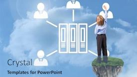  Presentation with floating - Cool new PPT theme with sky drawing with file backdrop and a light blue colored foreground