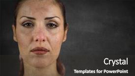  Presentation with woman crying - Slide deck having digital composite of woman's background and a dark gray colored foreground