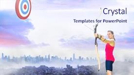  Presentation with athlete - Slide deck having digital composition of athlete aiming background and a sky blue colored foreground