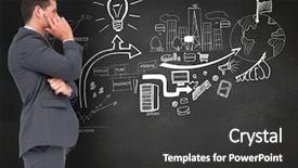  Presentation with business plan - Beautiful presentation design featuring digital composition of businessman standing backdrop and a  colored foreground