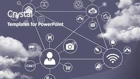  Presentation with connecting the dots - Presentation design having digital composition of connecting icons background and a gray colored foreground