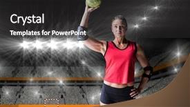  Presentation with handball - Beautiful slide set featuring digital composition of female handball backdrop and a dark gray colored foreground