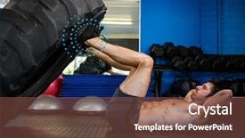  Presentation with digital - Colorful presentation design enhanced with digital composition of fit man backdrop and a tawny brown colored foreground