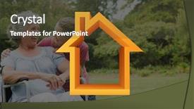  Presentation with digital - Amazing PPT theme having digital composition of home outline backdrop and a tawny brown colored foreground