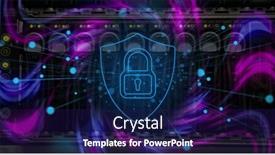  Presentation with server - Presentation design featuring digital-composition-of-security-padlock background and a navy blue colored foreground
