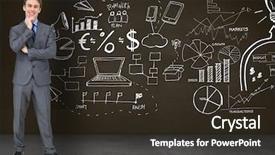  Presentation with businessman standing on mountain top - Slide set having digital composition of thoughtful businessman background and a tawny brown colored foreground