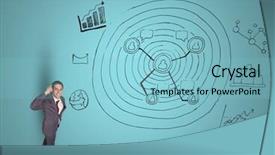  Presentation with doodles - Beautiful PPT layouts featuring digital composition of thoughtful businessman with business doodles against blue background backdrop and a light blue colored foreground