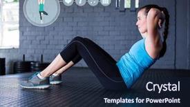  Presentation with abdominal - PPT layouts with digital composition of woman performing abdominal exercise in fitness studio background and a navy blue colored foreground