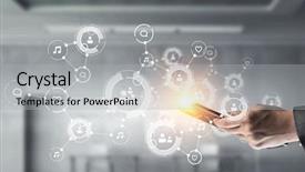  Presentation with wireless - Colorful presentation design enhanced with digital connectivity - wireless connection and new technology backdrop and a light gray colored foreground