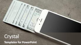  Presentation with money online - PPT layouts with digital currency - smart phone with dollar banknotes background and a gray colored foreground