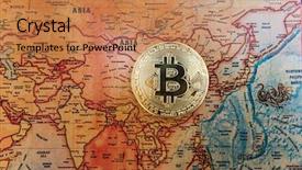  Presentation with world currency - Amazing presentation design having digital currency concept - crypto currency backdrop and a coral colored foreground